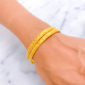 Gleaming Chevron 22k Gold Bangle Pair