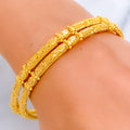 Festive Fine Beaded 22k Gold Bangle Pair