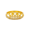 Shimmering Asymmetrical 22k Gold CZ Ring 