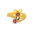 Delightful Multi Colored 22k Gold Floral CZ Ring 