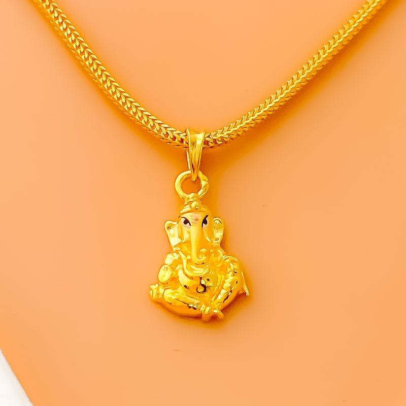 Dainty Noble 22k Gold Ganesh Pendant