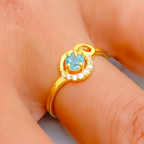 Beautiful Colored  22k Gold CZ Ring