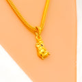 Slender Bold 22k Gold Ganesh Pendant