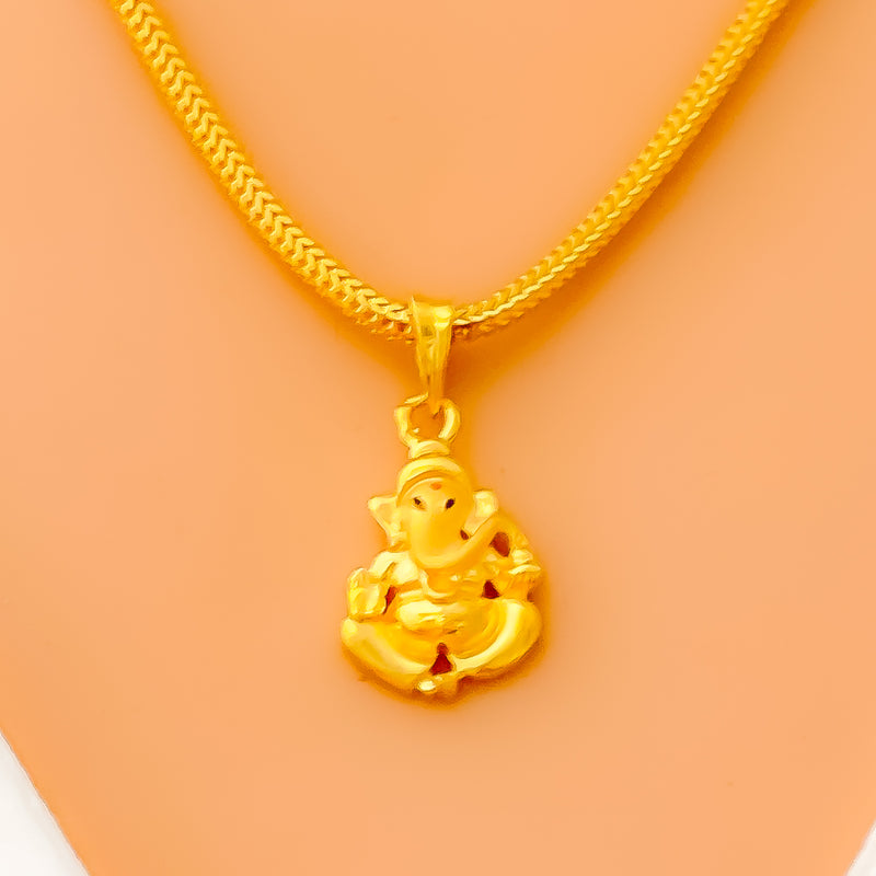 Radiant Reflective 22k Gold Ganesh Pendant