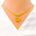 Unique Spiral Flower 22k Gold Pendant 