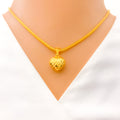 Glossy Domed Heart 22k Gold Pendant 