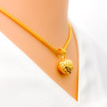 Glossy Domed Heart 22k Gold Pendant 