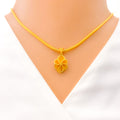 Elegant Elevated 22k Gold Flower Pendant 