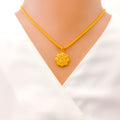 Posh Dual Finish 22k Gold Flower Pendant 