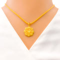 Posh Dual Finish 22k Gold Flower Pendant 