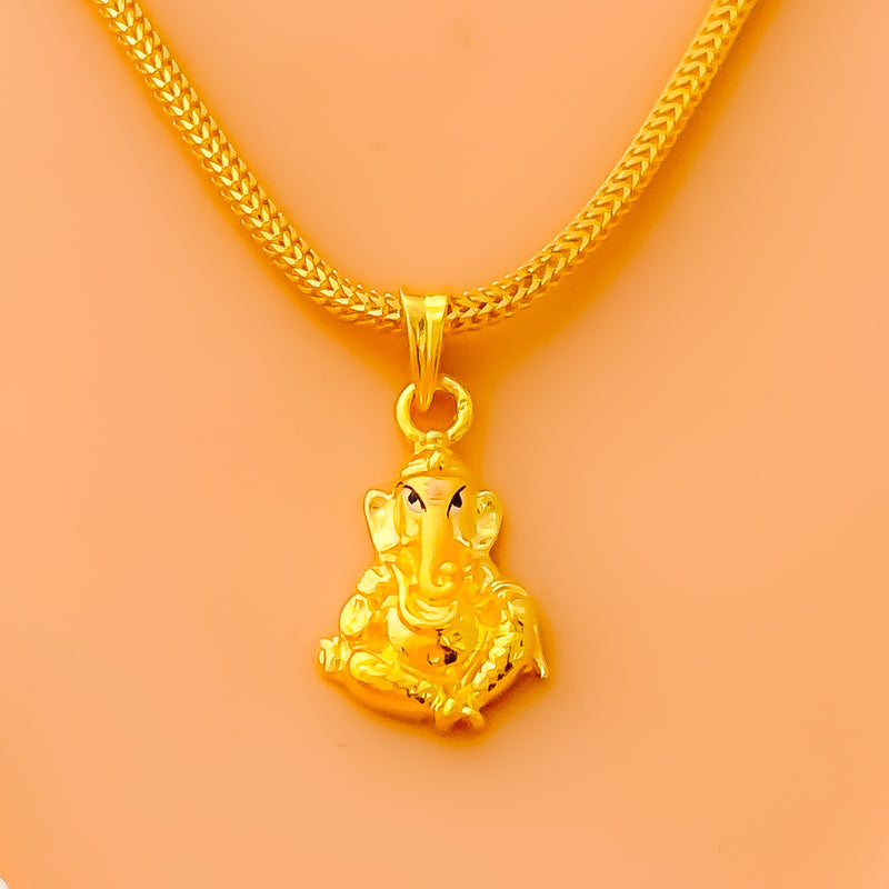 Polished 22k Gold Ganesh Pendant