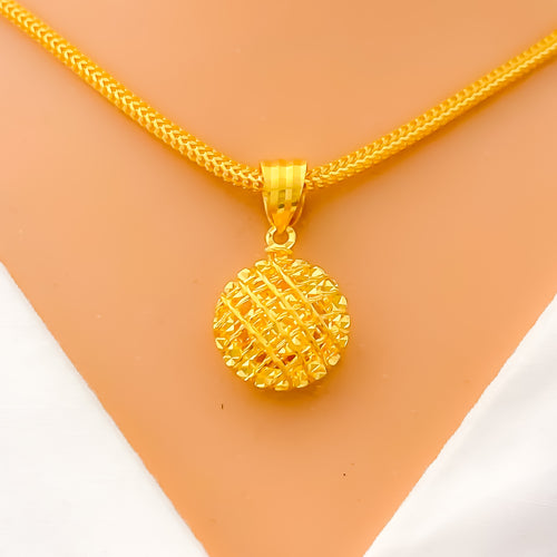 Delightful Wired 22k Gold Dome Pendant 