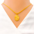 Textured Elevated 22k Gold Flower Pendant 