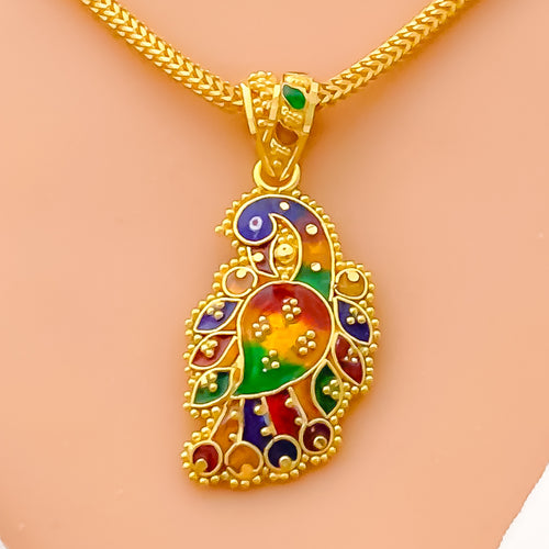 colorful-peacock-22k-gold-pendant-set