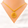 Open Striped Halo 22k Gold Pendant 