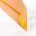 Textured Heart 22k Gold Oval Pendant 