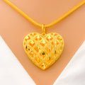 Decorative Chequered 22k Gold Heart Pendant 