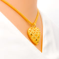 Decorative Chequered 22k Gold Heart Pendant 