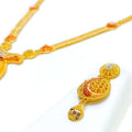 Vibrant Netted Drop Long 22k Gold Necklace Set 