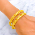 glossy-netted-leaf-22k-gold-bangle-pair