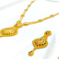 Festive Floral Meenakari Long 22k Gold Necklace Set 