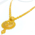 Elegant Striped Chand 22k Gold Long Necklace Set 