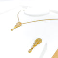 Special Curved Heart Accented 22k Gold CZ Necklace Set  