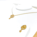 Distinct Leaf Accented 22k Gold CZ Necklace Set