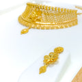 Grand Bridal Flower 22K Gold Choker Necklace Set 