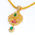 Vibrant Dazzling Drop 22k Gold CZ Pendant