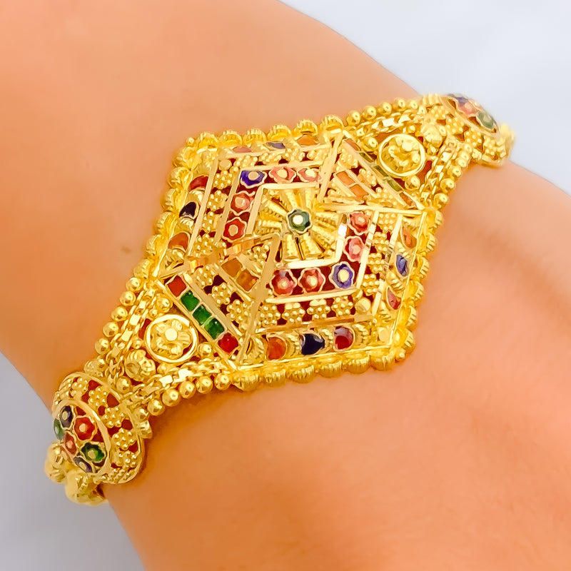 Vibrant Elegant 22k Gold Statement Bracelet