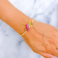 Dazzling Peacock 22k Gold CZ Bangle Bracelet