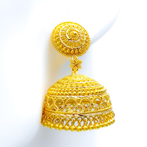 Traditional Beaded 22k Gold Chandelier Earrings 