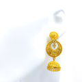 Intricate Dapper 22k Gold Chand Jhumki Earrings 