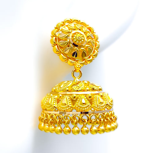 Paisley Adorned 22k Gold Chandelier Earrings 