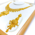 Rich Tasseled Floral 22k Gold Necklace Set