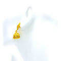 Netted Filigree Drop 22k Gold Chandelier Earrings 