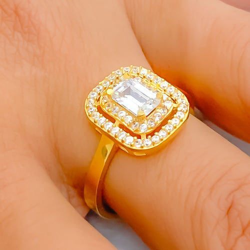 Glossy Glistening 22k Gold CZ Ring