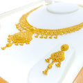 Sleek Lined Floral 22k Gold Necklace Set