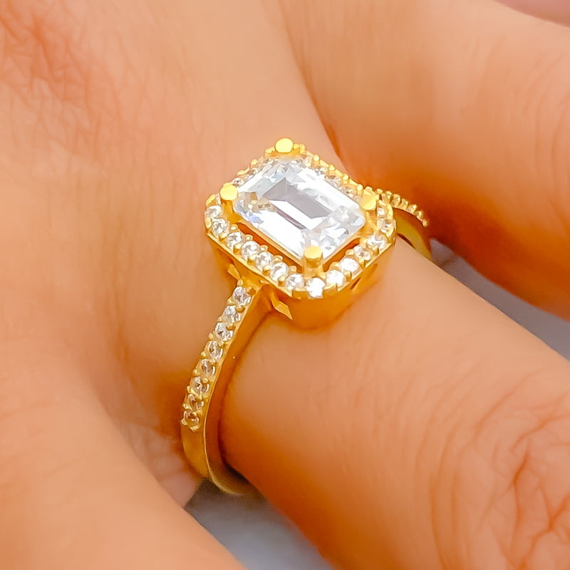 Classic Dazzling 22k Gold CZ Ring