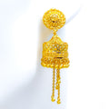 Unique Floral 22k Gold Dangling Cage Earrings 