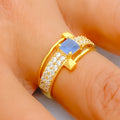 Dainty Colorful 22k Gold CZ Ring