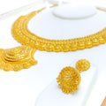 Impressive Ornamental 22k Gold Fanned Necklace Set