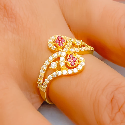 Delightful Vibrant 22k Gold CZ Ring