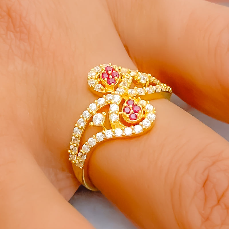 Delightful Vibrant 22k Gold CZ Ring