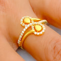 Smooth Glowing 22k Gold CZ Ring