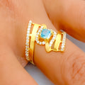 Layered Contemporary 22k Gold CZ Ring