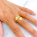 Layered Contemporary 22k Gold CZ Ring