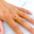 Modern Decorative 22k Gold CZ Ring