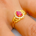 Sculptural Oval 22k Gold CZ Ring